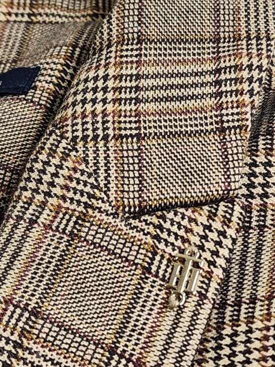 Tommy Hilfiger Women's Blazer Jacket Size 4 Brown Plaid Elbow Patches FLAW - Picture 5 of 16